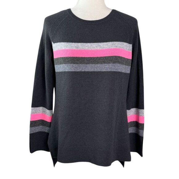 Claudia Nichole 100% Cashmere Sweater Gray & Pink Striped Women's Size Small - Picture 4 of 8